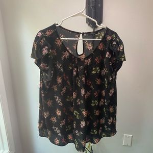 Papermoon, black blouse with flowers, 1x